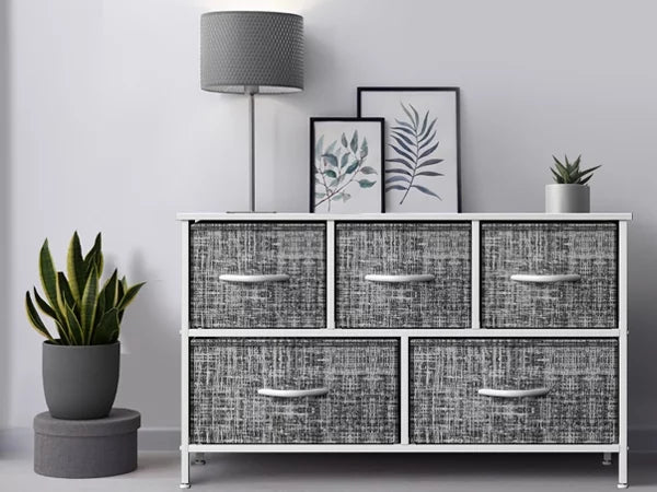 5 Drawer Storage Chest Dresser with Fabric Bins A581720