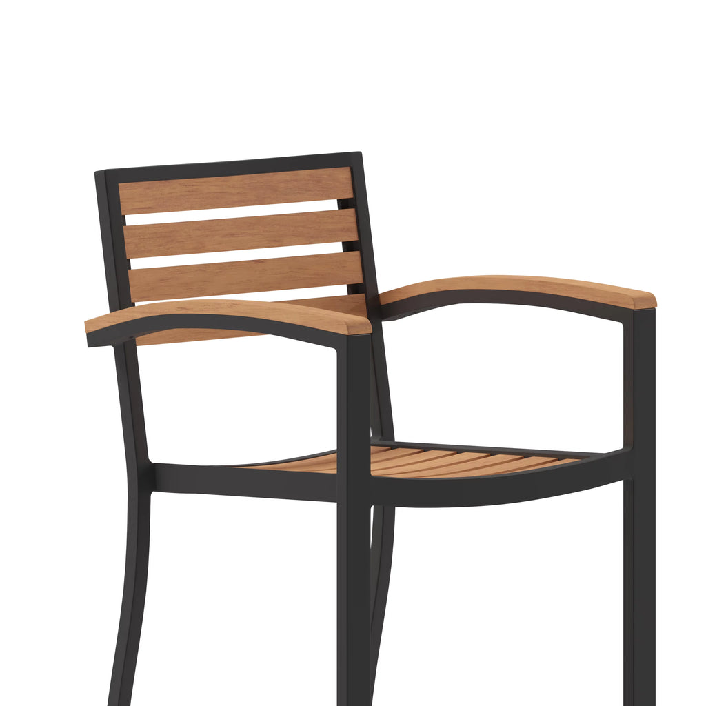 Teak Bar Height Stool with Arms Y742