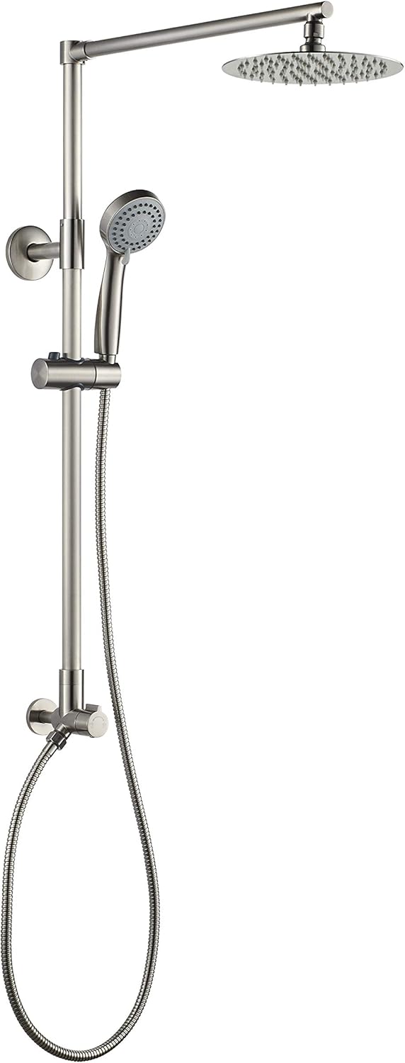 3-Setting Handheld Shower Combo with Slide Bar, 8 Shower Head, 2.5 GPM Brushed Nickel V615089