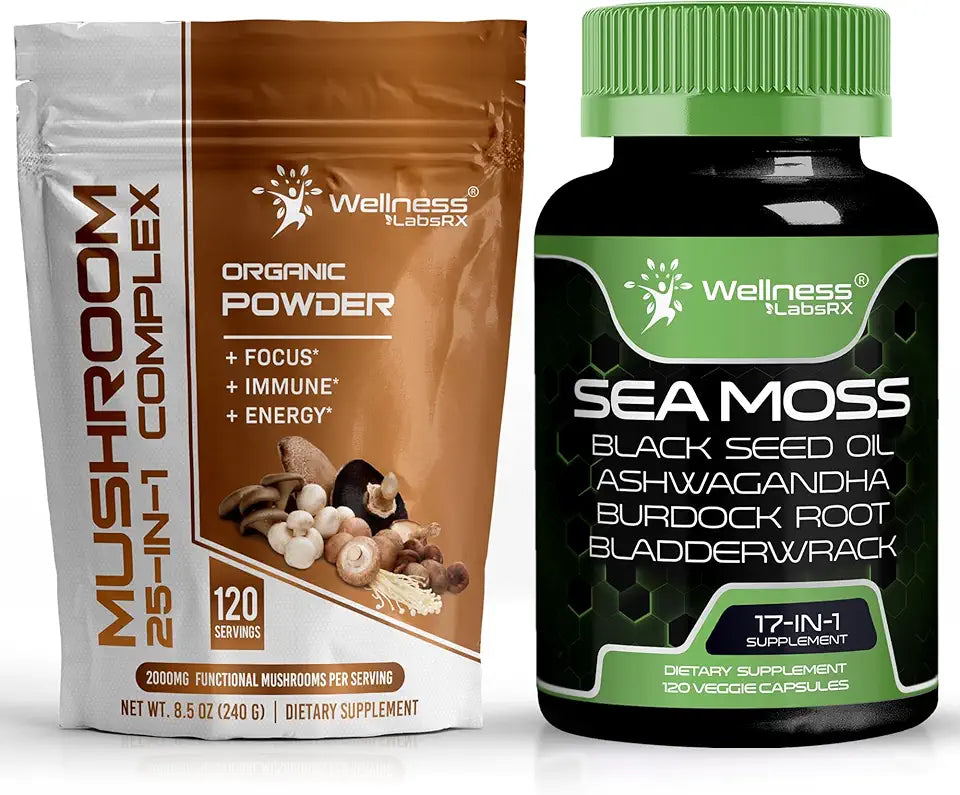 Mushroom Powder 2000mg Sea Moss Capsules T8176