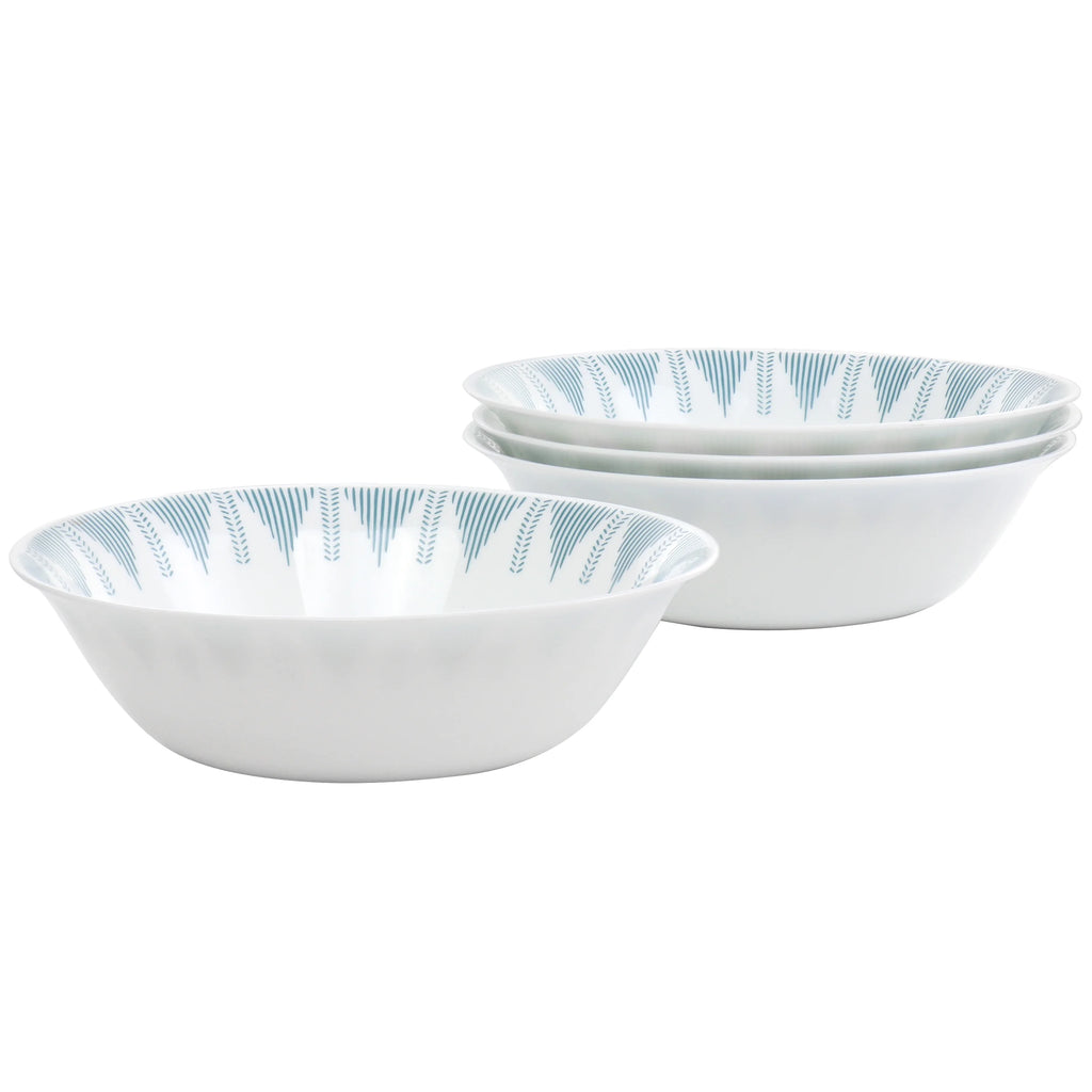 4 Piece 7.5 Inch Round Tempered Opal Glass Bowl Set in Blue X79548
