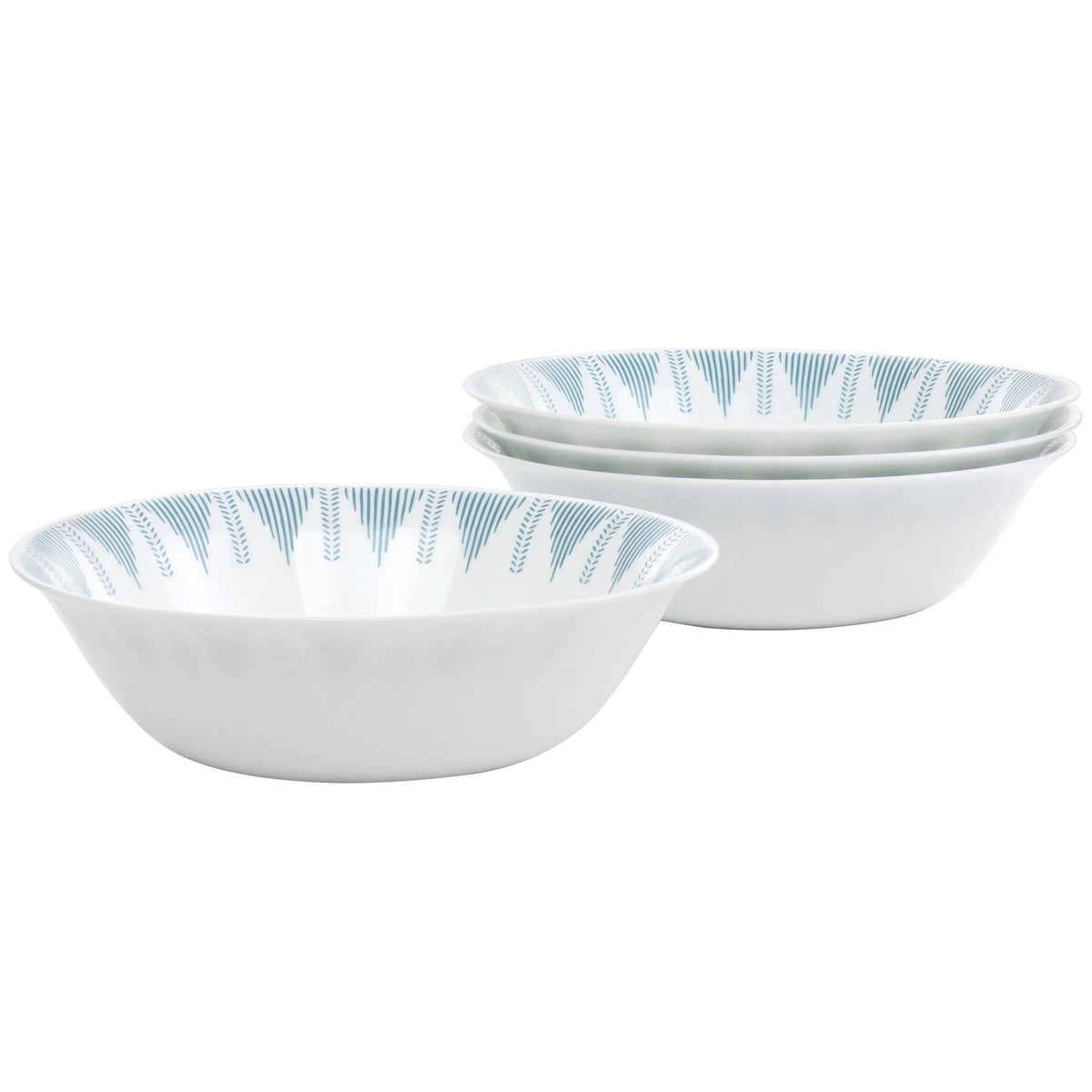 4 Piece 7.5 Inch Round Tempered Opal Glass Bowl Set in Blue X79548