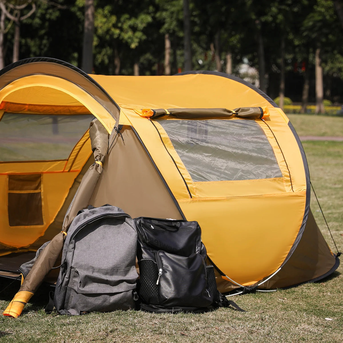 Yellow 3 Person Pop Up Tent with Carry Bag W275815