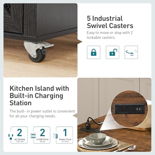 White Rolling Kitchen Island with Storage F717185
