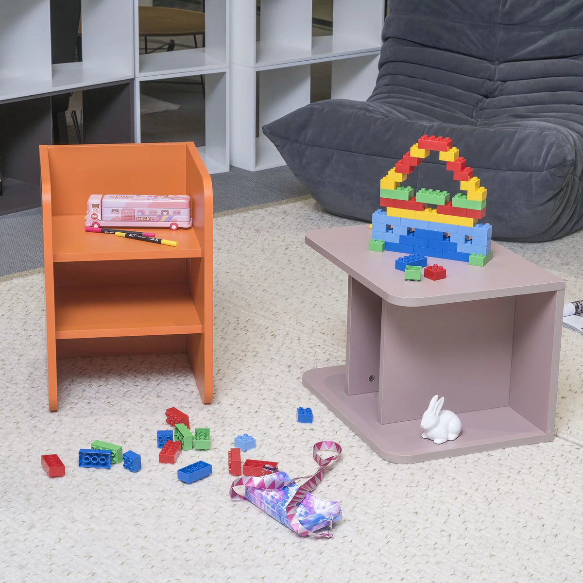 2-Tier Wood End Side Table with Storage Shelf D7394