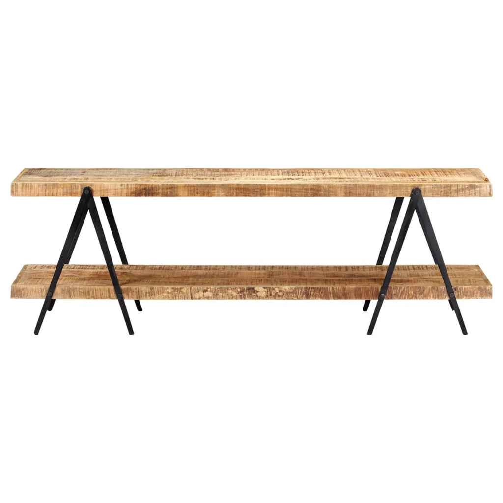 Mango Wood TV Stand with 2 Storage Shelves I239010