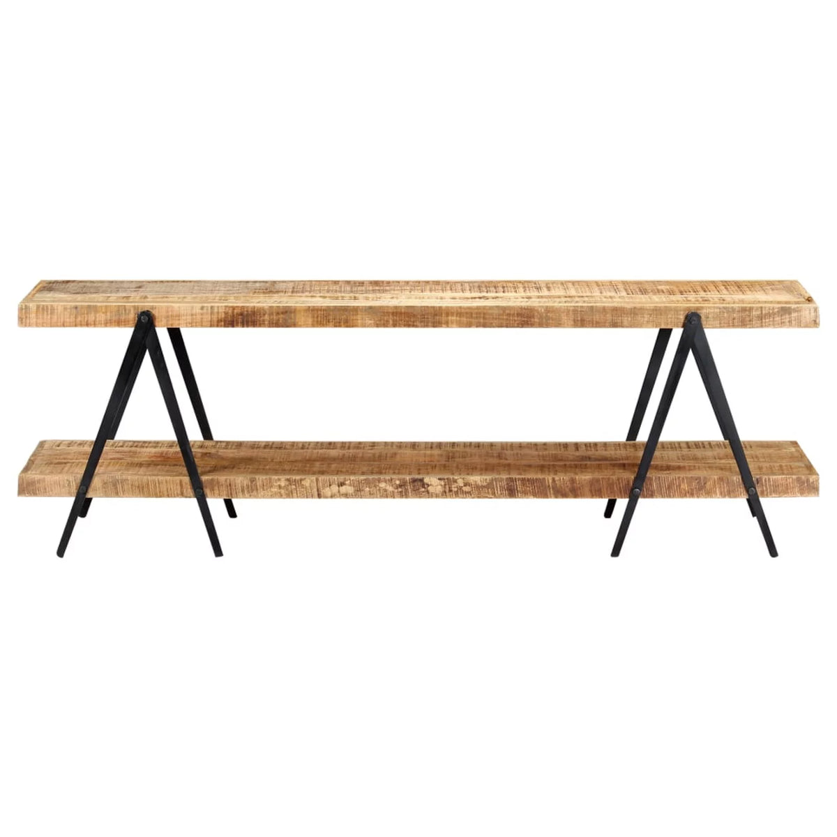 Mango Wood TV Stand with 2 Storage Shelves I239010