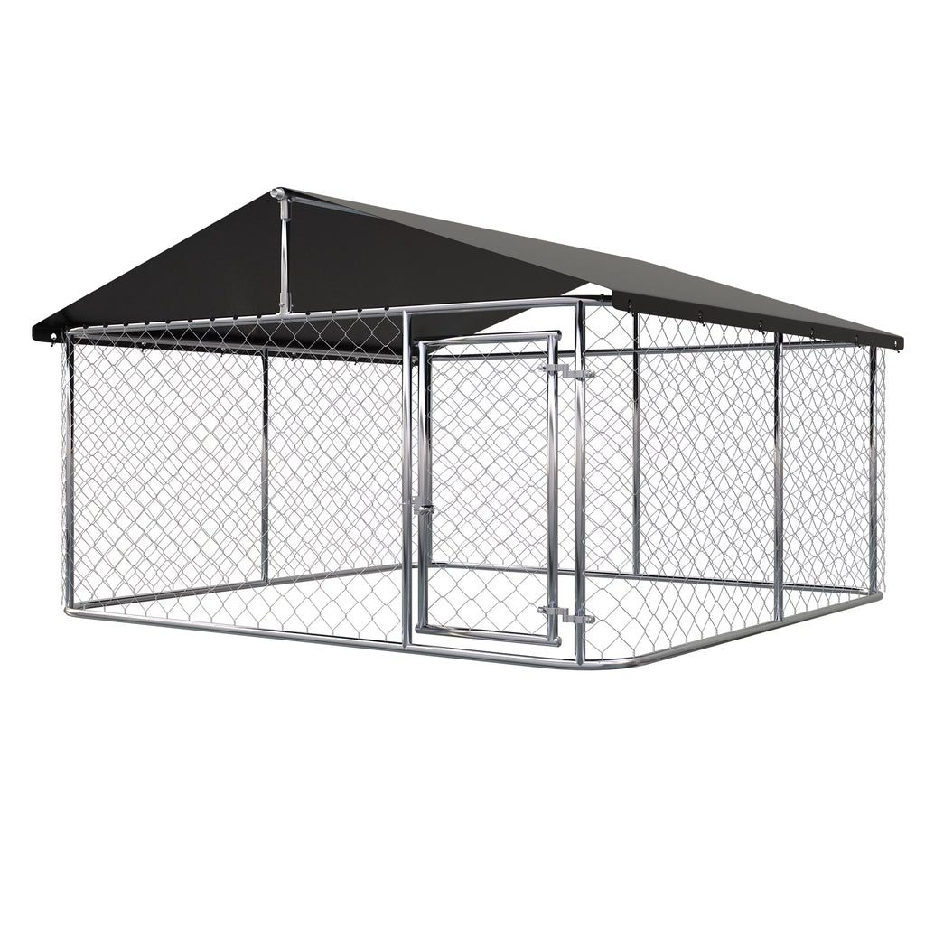 Outdoor Dog Kennel with Black UV & Water Resistant Cover W2010