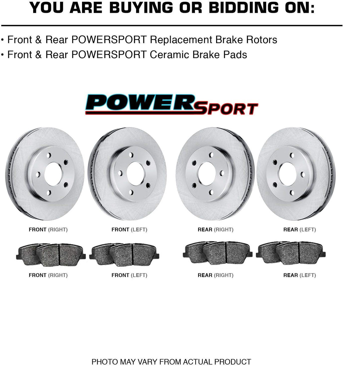 Front Rear Brakes and Rotors Kit Semi Metallic Brake Pads W456497
