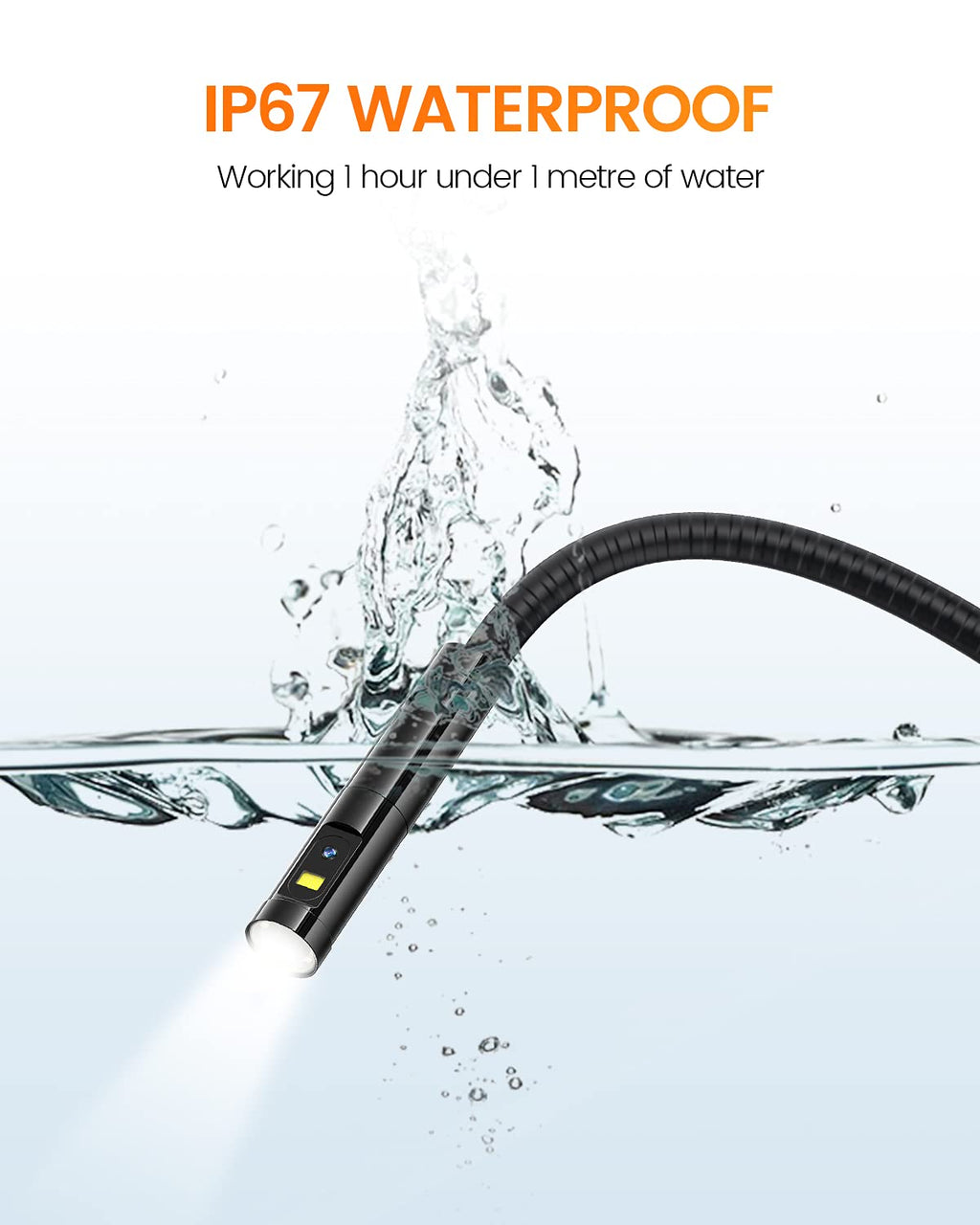 5 inches IPS Dual Lens Borescope Camera with 8mm 10ft Cable S91324