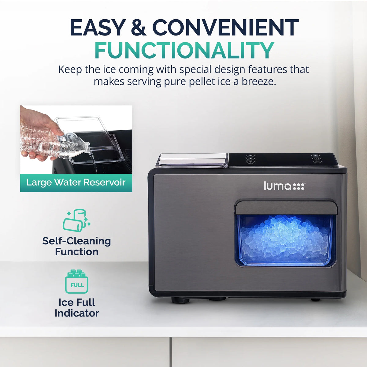 Black Stainless Steel Countertop Ice Maker R8836