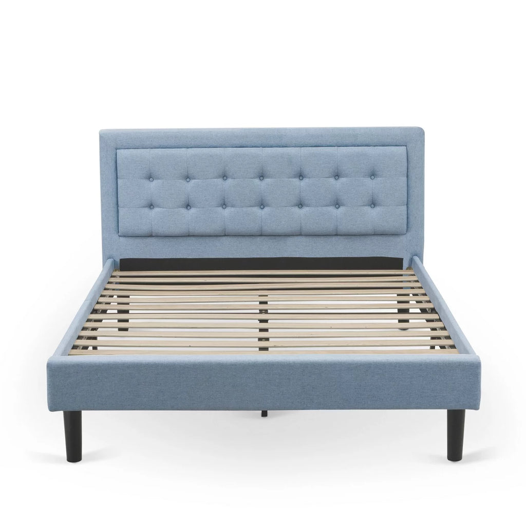 Denim Blue 2-piece Wood Platform Bedroom Set U5311