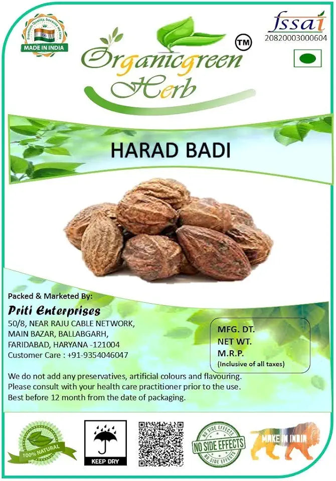 Organic Green Herb 400 GMS Harad Badi Yellow Terminalia Chebula I680