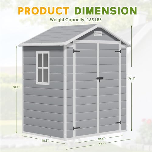 5' x 4' Resin Weather Resistant Outdoor Storage Shed with Floor F804