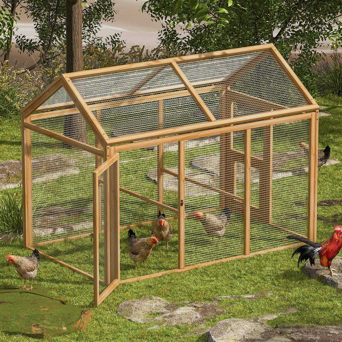 Outdoor Chicken Coop with Roosting Rods T941