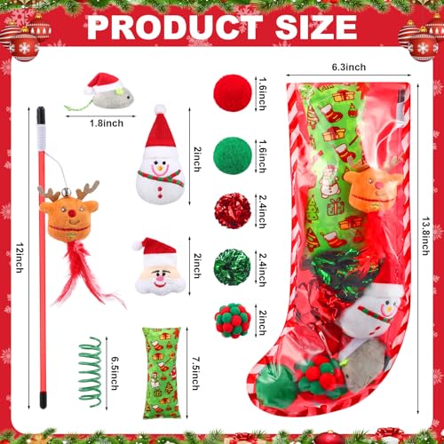 11 Pc Christmas Cat Toys Variety Pack with Cat Teasers A3877