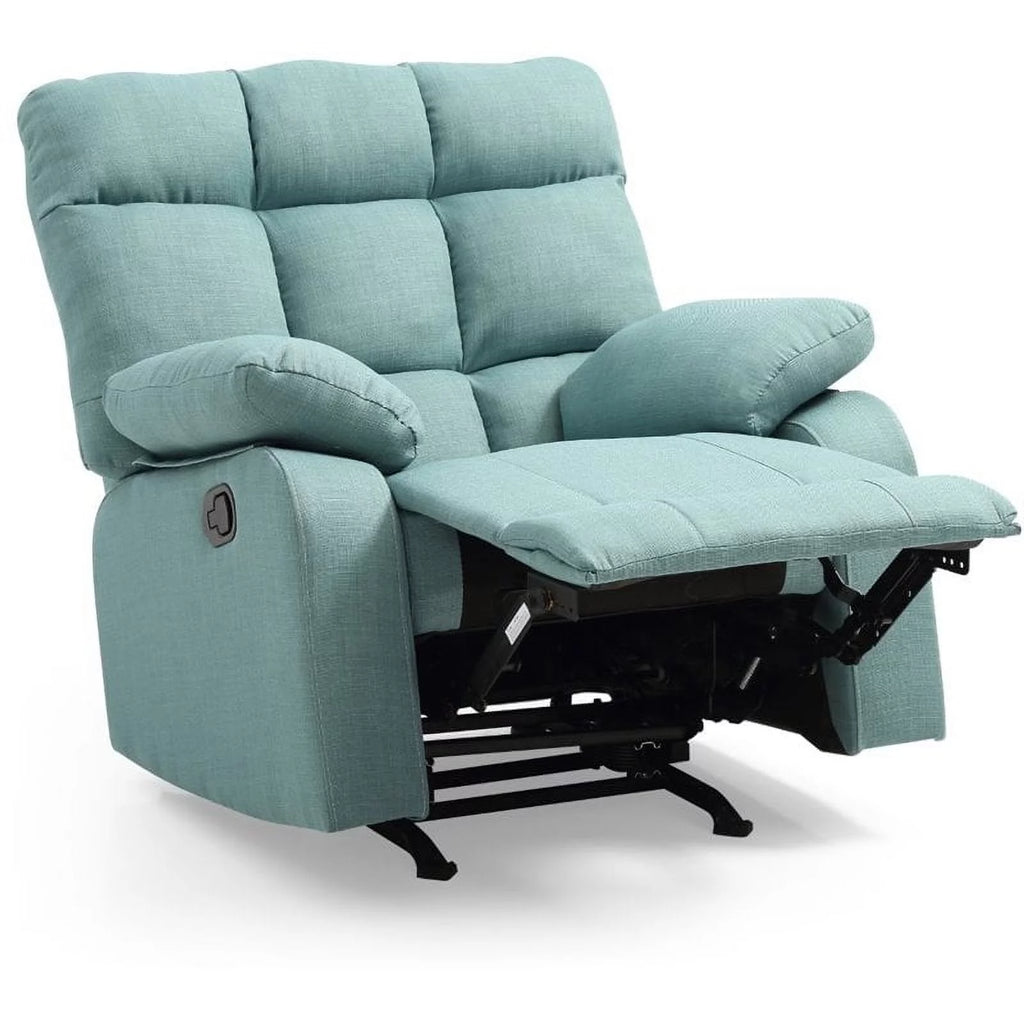 Teal Turquoise Fabric Rocker Recliner F2916