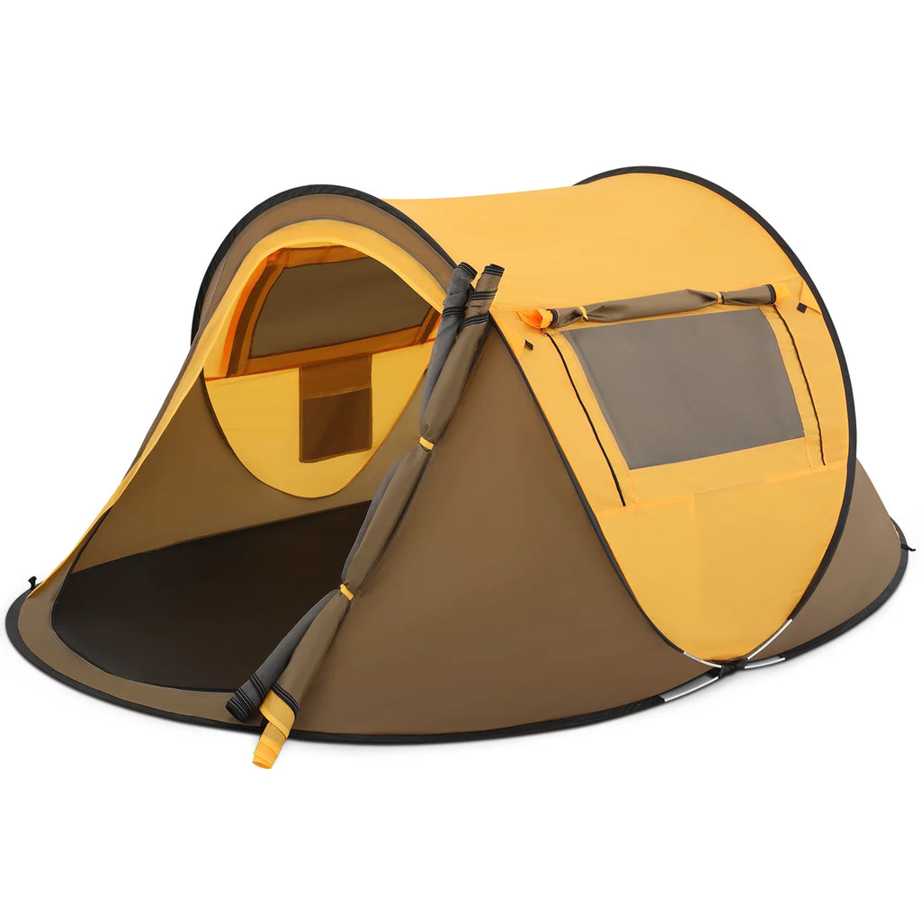 Yellow 3 Person Pop Up Tent with Carry Bag W275815