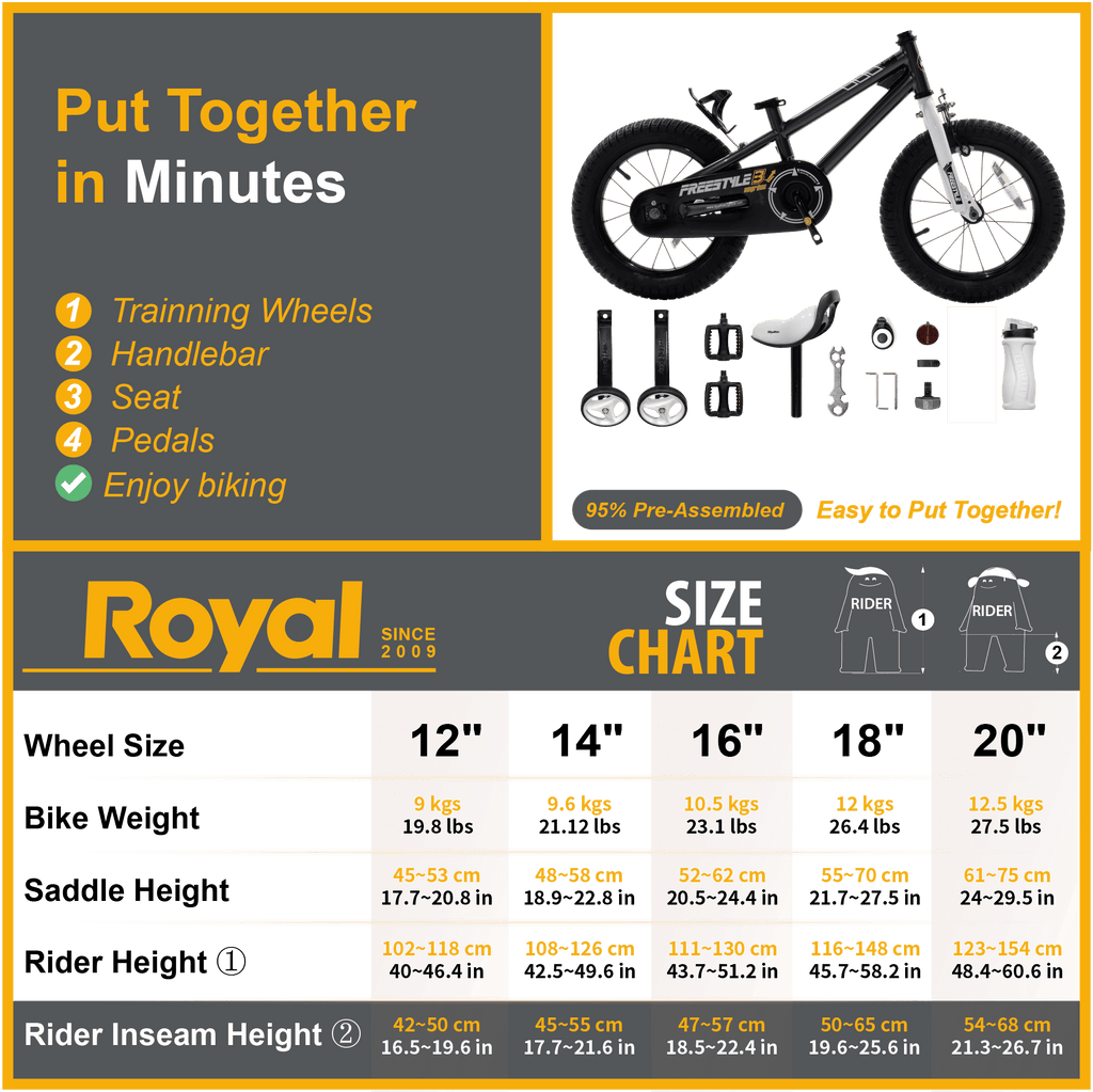14 In Black Kids Bike with Training Wheels K22757