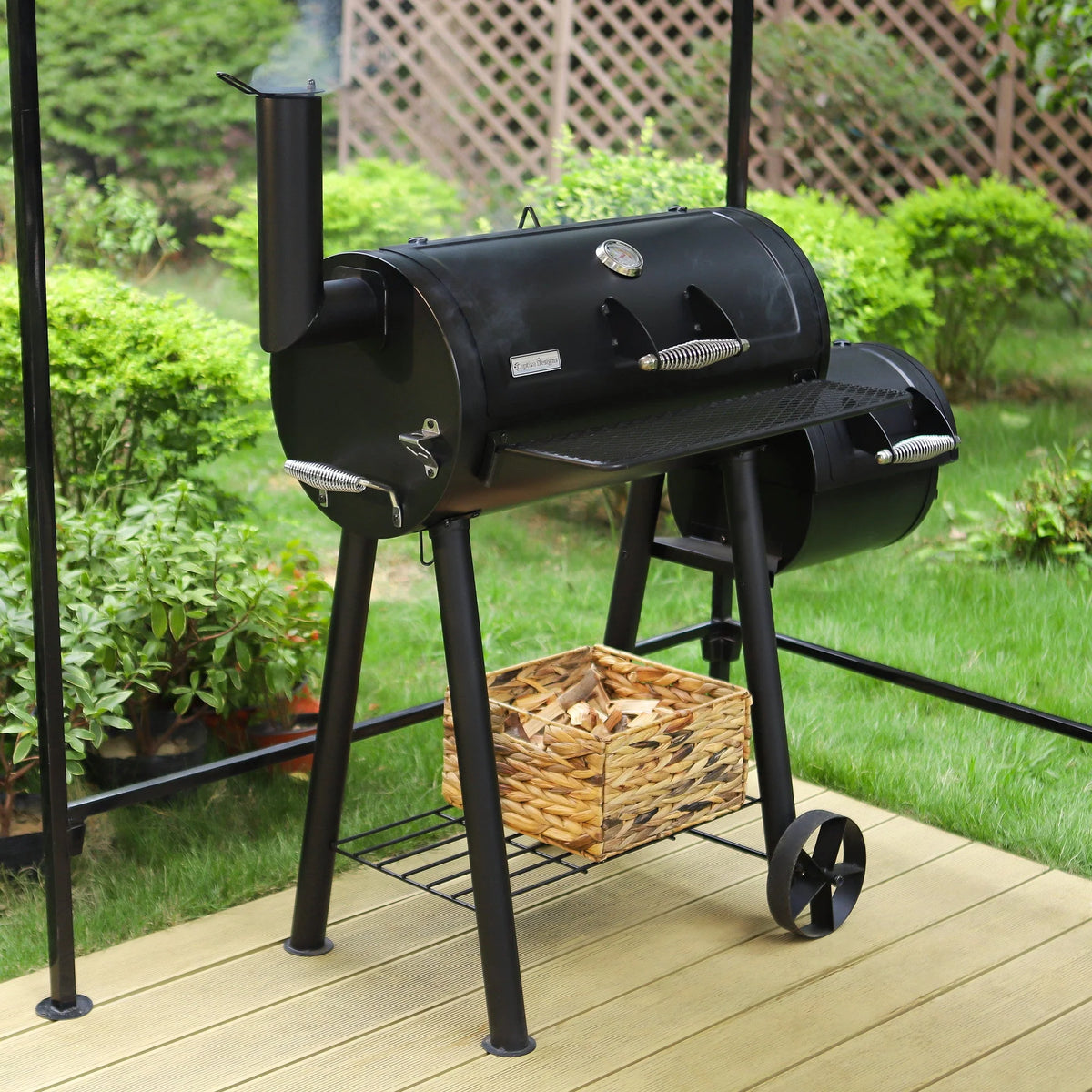 Portable Charcoal Grill with Offset Smoker Y94612
