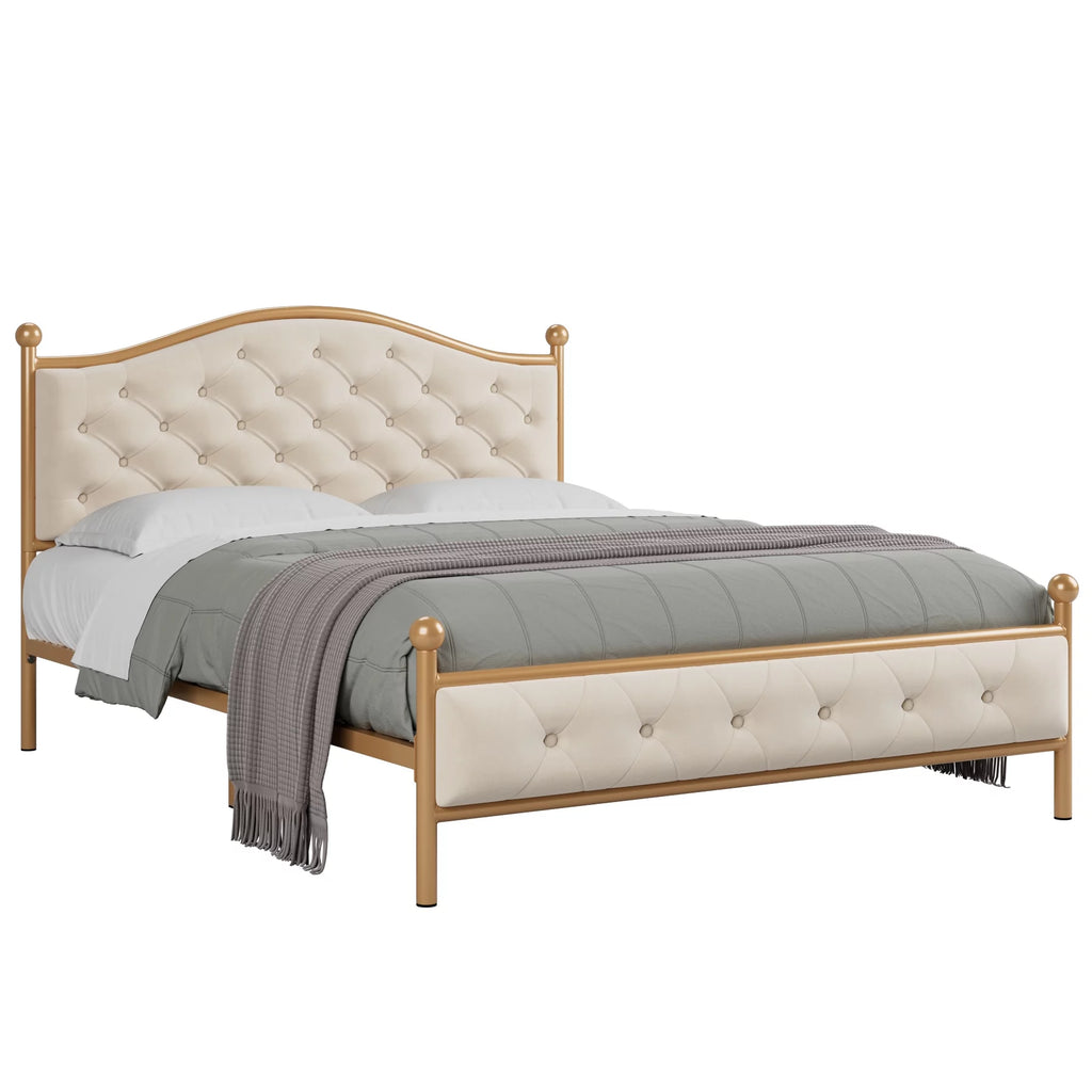 Queen Size Black Tufted Upholstered Platform Bed Frame V839