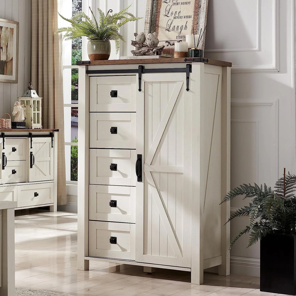 5 Drawer Dresser with Barn Door O2370