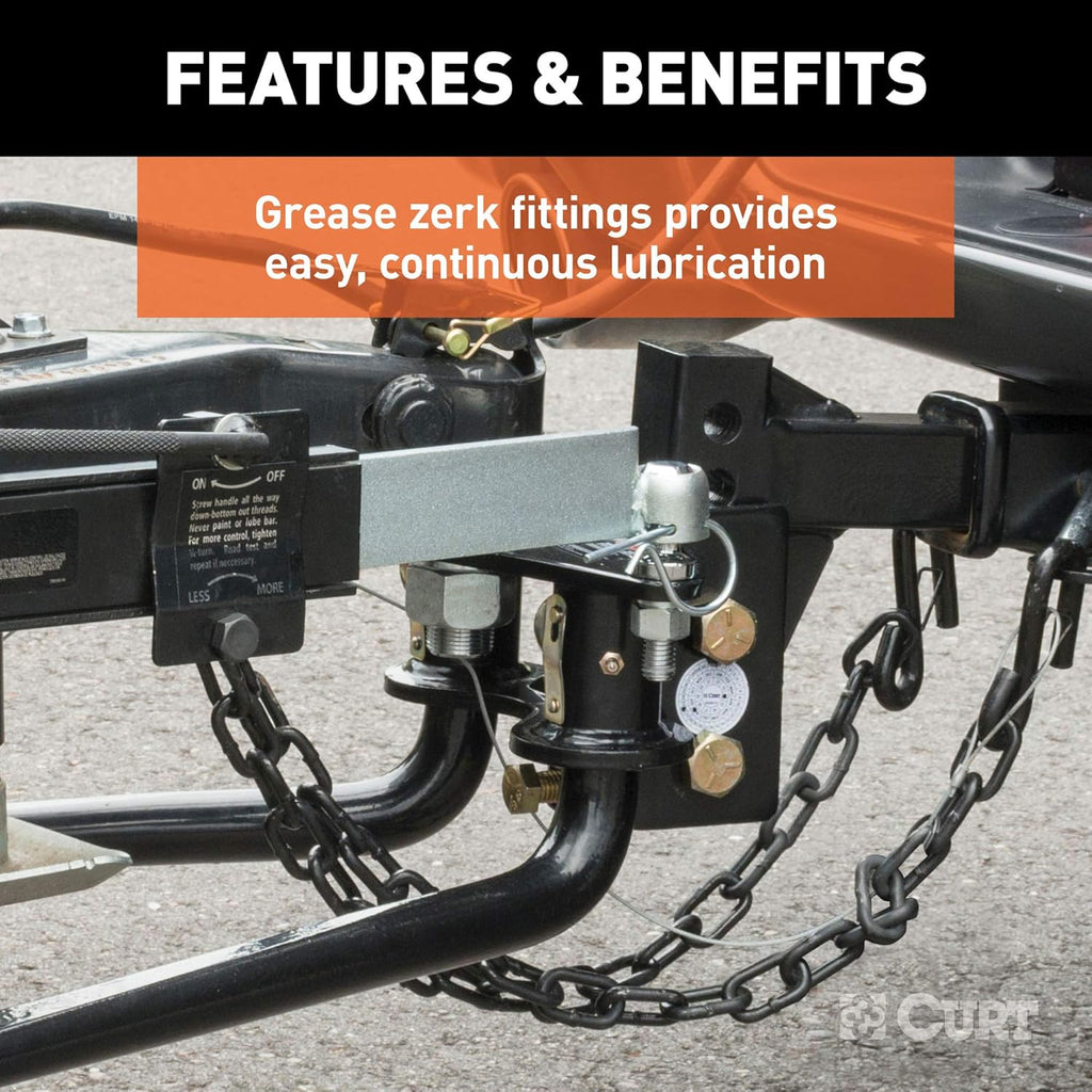 Round Bar Weight Distribution Hitch with Sway Control, 10K, 2-in Shank V899
