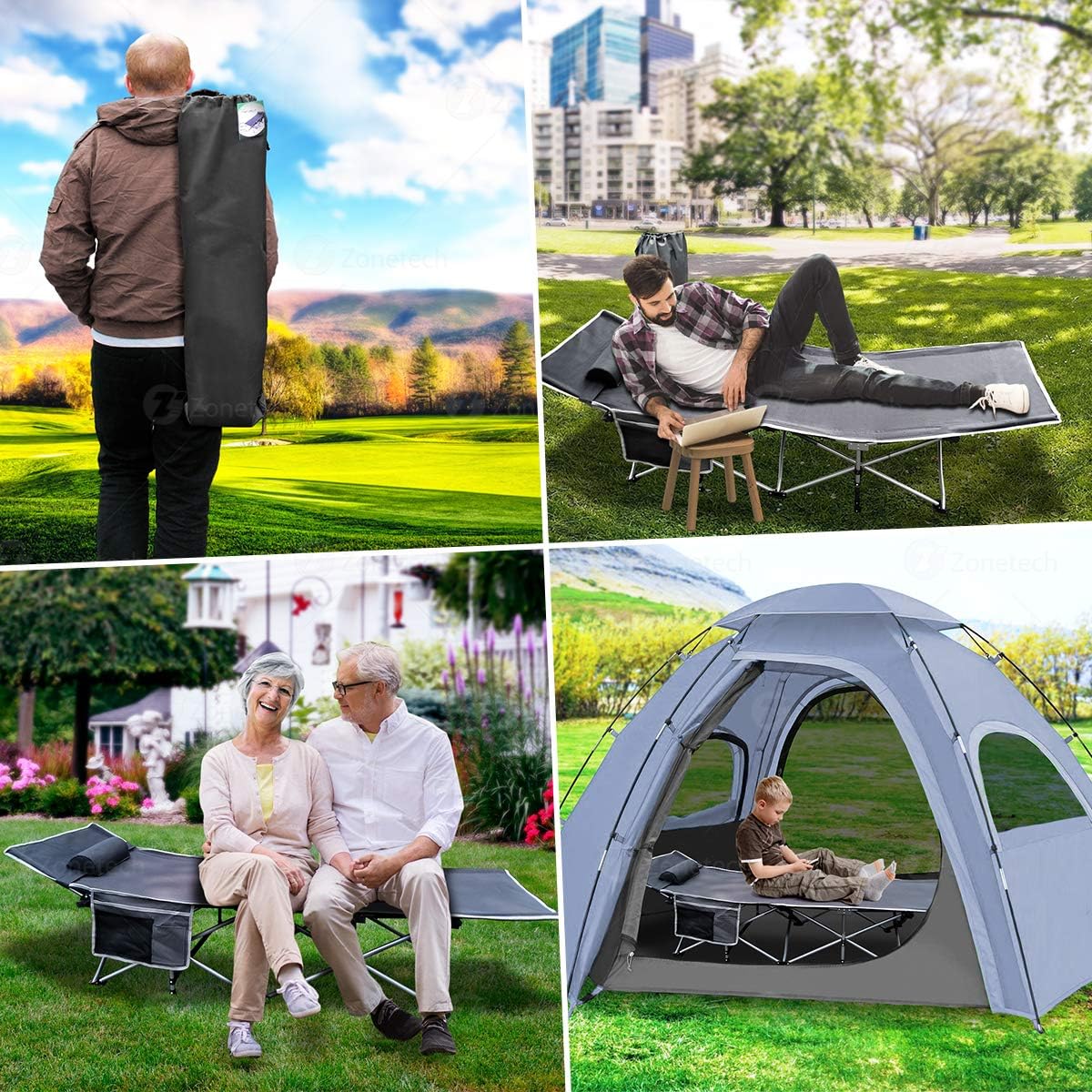 Folding Travel Cot 2 Pack Grey Lightweight Portable N622089