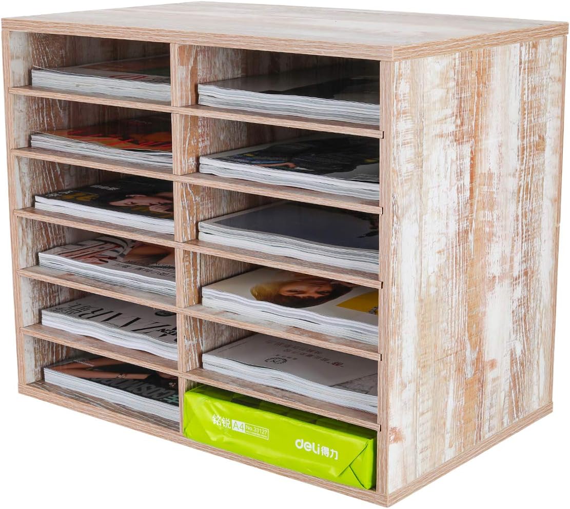 Wood Desktop Literature Organizer 12 Compartments Pack of 2 S702441