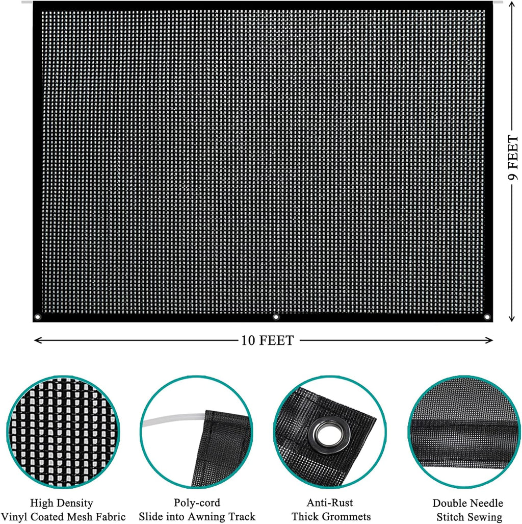 8' X 12' Black Mesh RV Awning Sun Shade Screen V66815