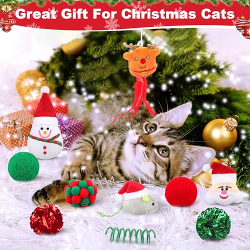 11 Pc Christmas Cat Toys Variety Pack with Cat Teasers A3877