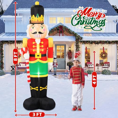 8FT Christmas Inflatable Nutcracker Soldier with Built-in LEDs Y9116