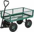 Heavy Duty Steel Utility Cart with Removable Sides and 10 Inch Wheels, Green G4717