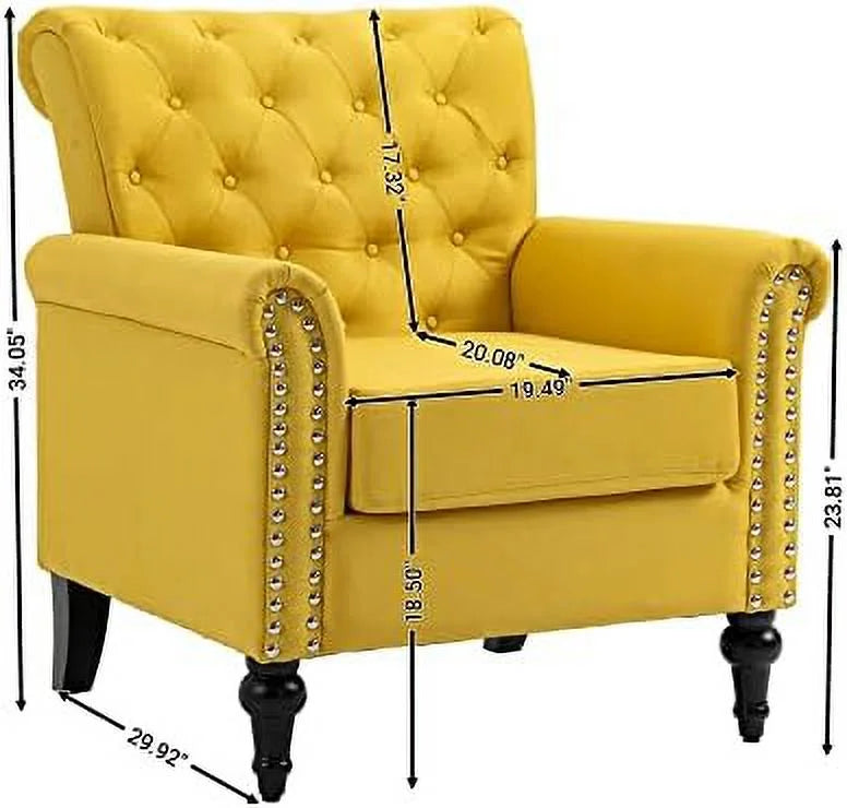 Microfiber Upholstered Barrel Accent Chair with Nailheads and Solid Wood Legs A8910