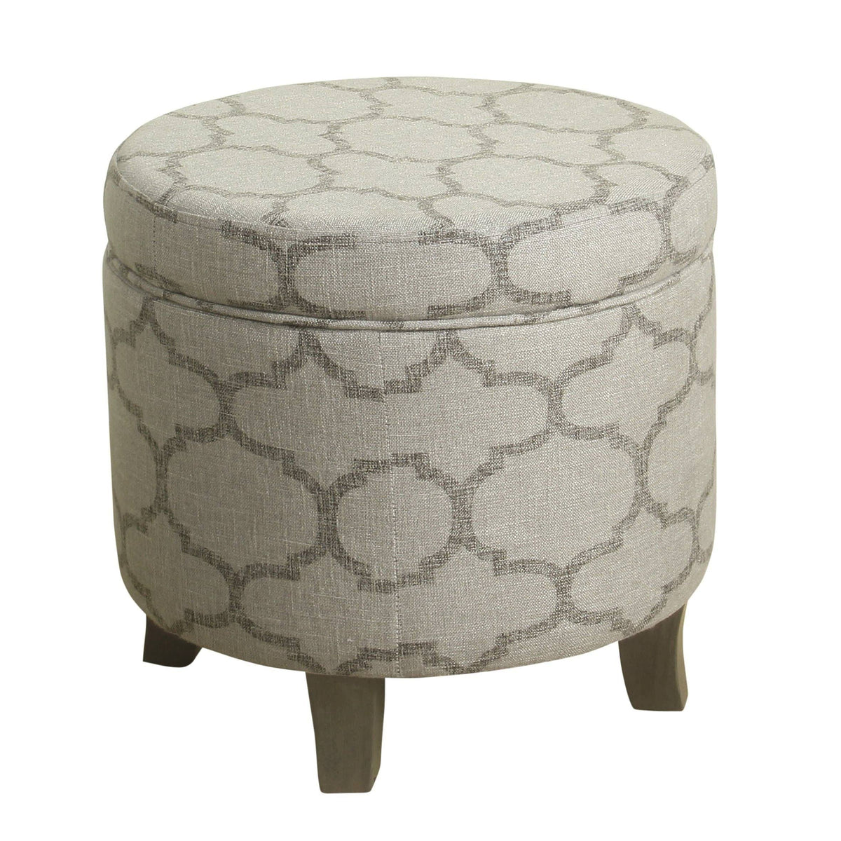 Grey Textured Round Storage Ottoman P889