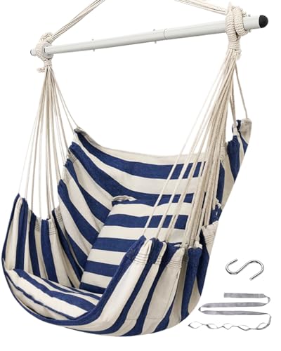 Hammock Chair Swing with Anti-Slip Steel Spread Bar and 2 Cushions N17988