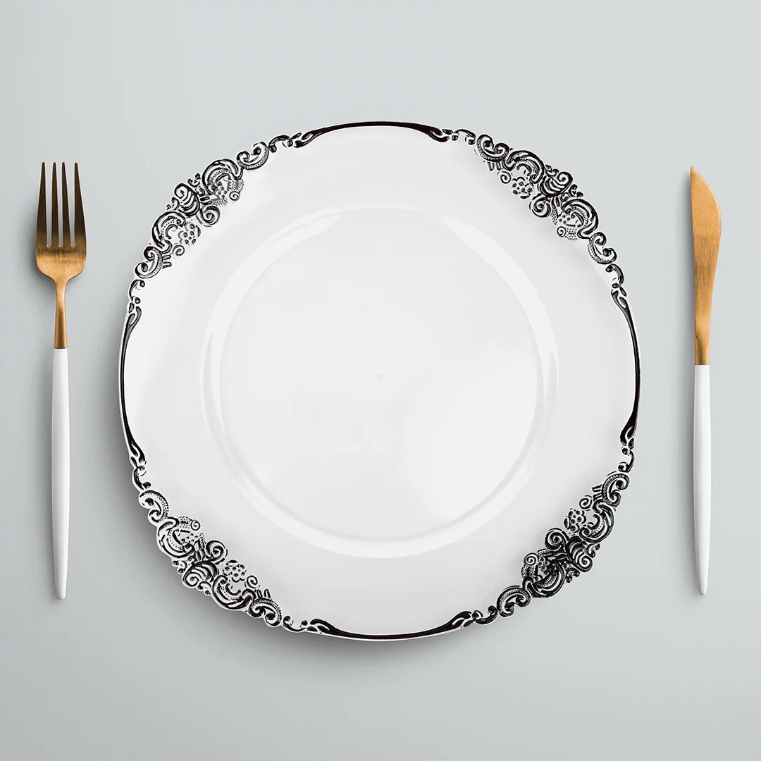 Clear Acrylic Charger Plates with Black Rim Set of 4 J67361