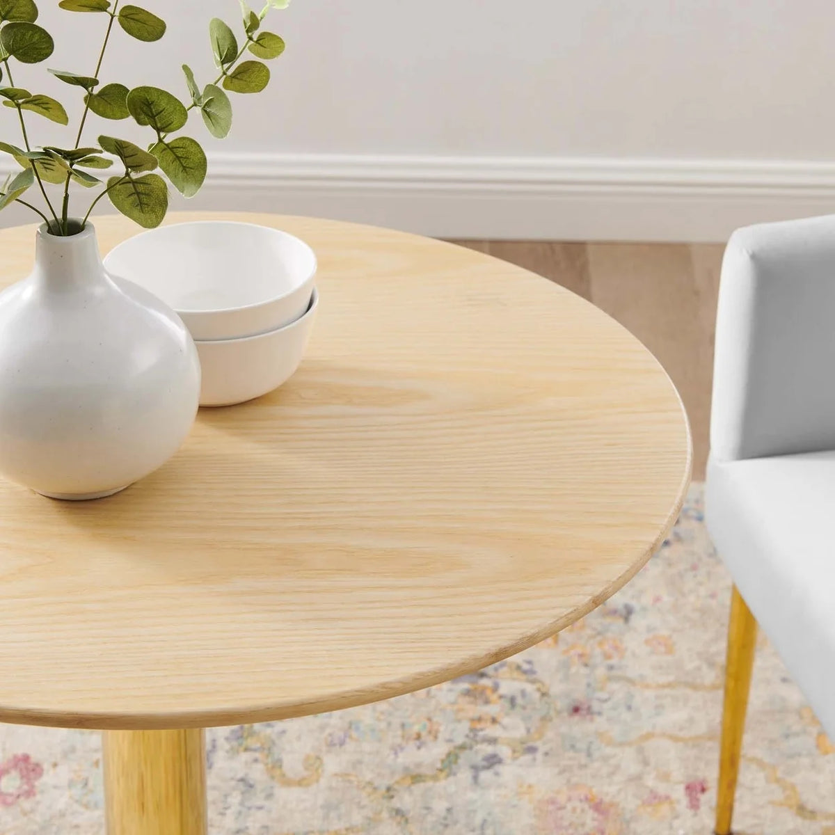 28" Round Wood & Metal Dining Table M232