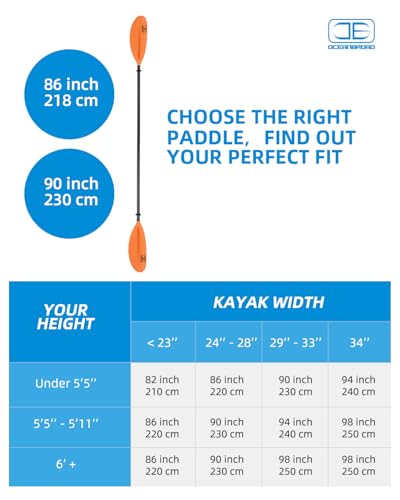 Carbon Fiber Kayak Paddle 90.5in/230cm with Paddle Leash W92692
