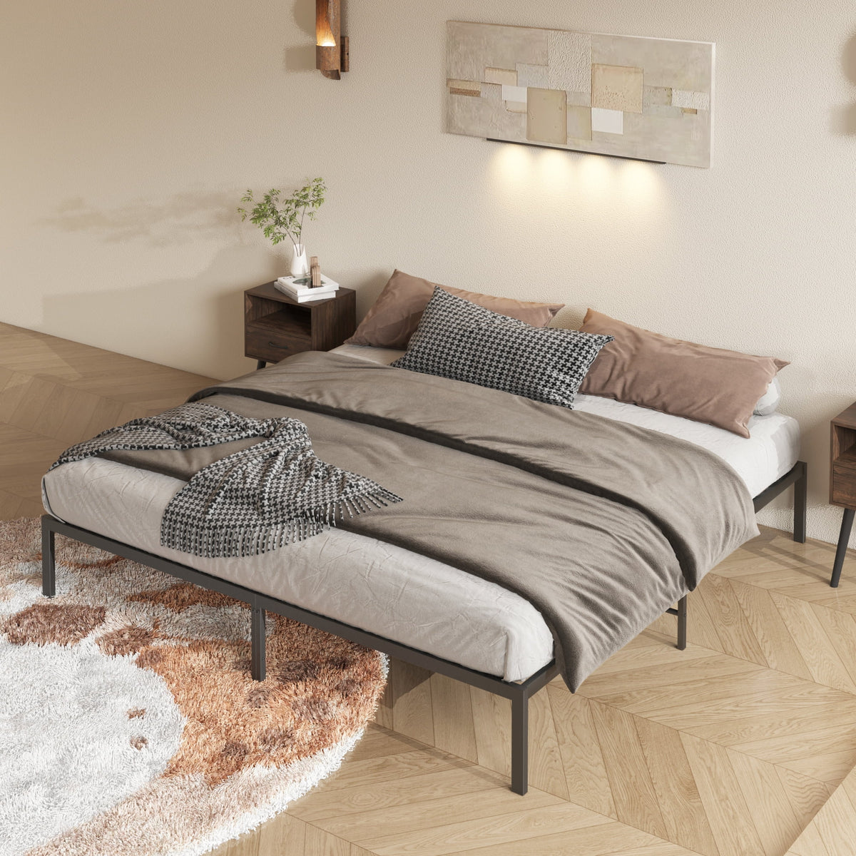 Queen Heavy Duty Metal Platform Bed Frame F370825