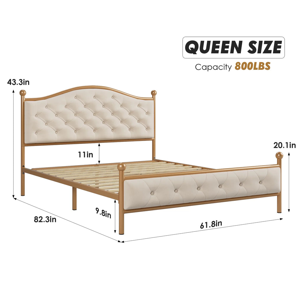 Queen Size Black Tufted Upholstered Platform Bed Frame V839
