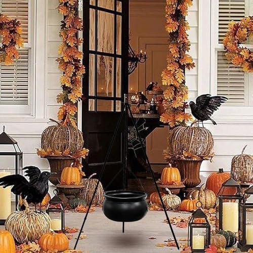 Large Witch Cauldron with Stand and Light Plastic Bowl O7051