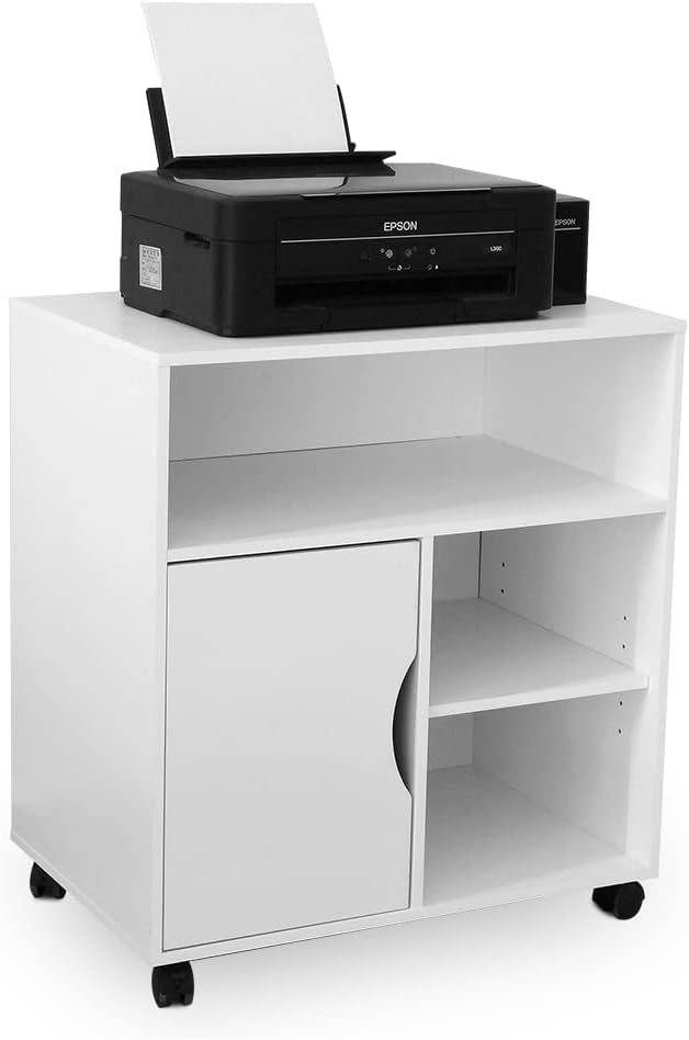 File Cabinet Printer Stand with Wheels and 3 Open Shelves K923