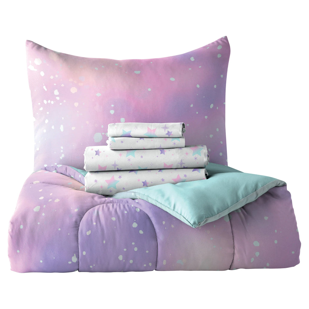 Full 7 Piece Pink Polyester Microfiber Comforter Set W83500