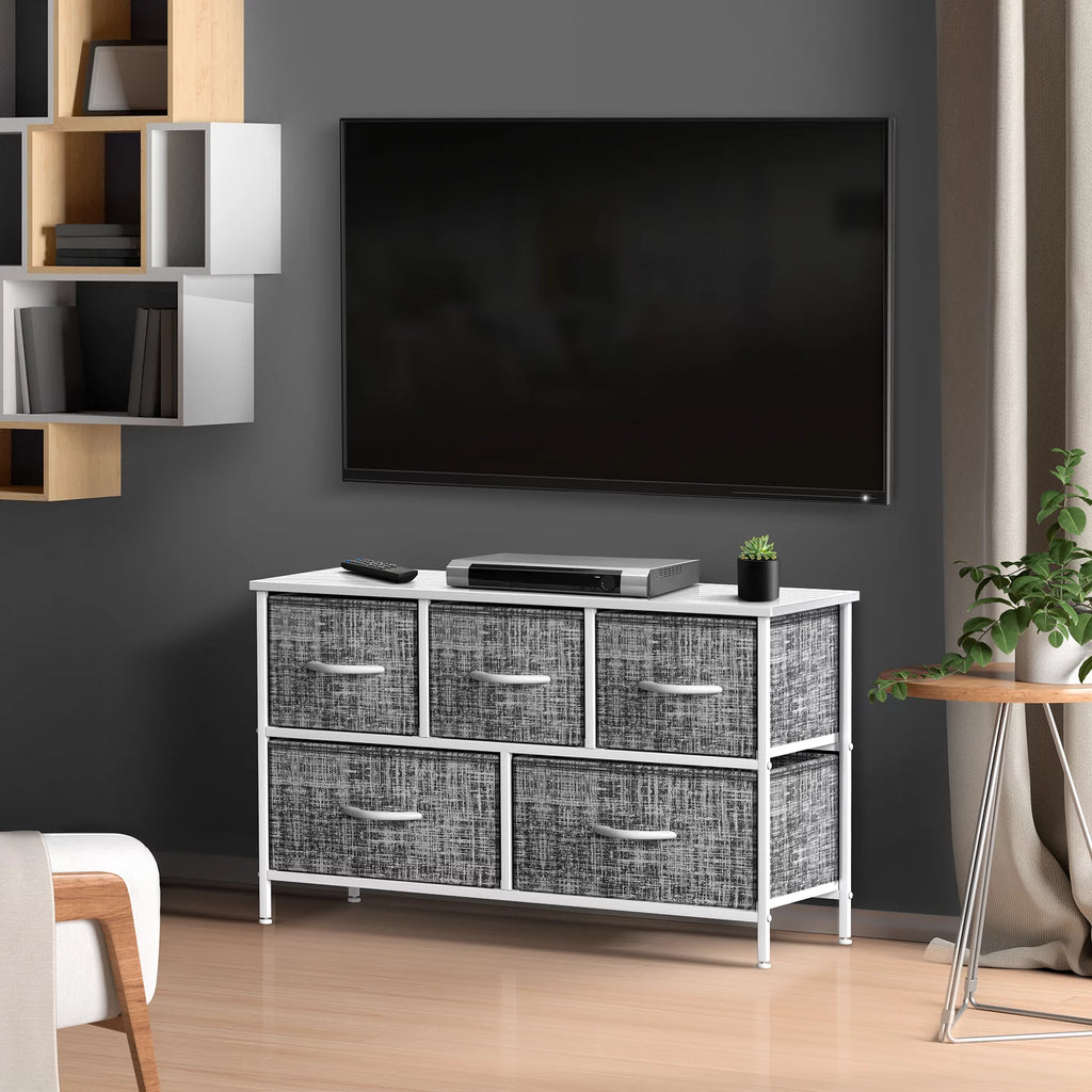 5 Drawer Storage Chest Dresser with Fabric Bins A581720