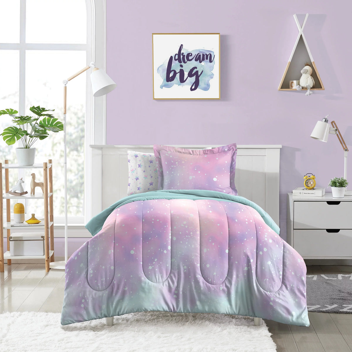 Full 7 Piece Pink Polyester Microfiber Comforter Set W83500