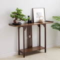 2 Tier Antique Walnut Wood Console Table J550