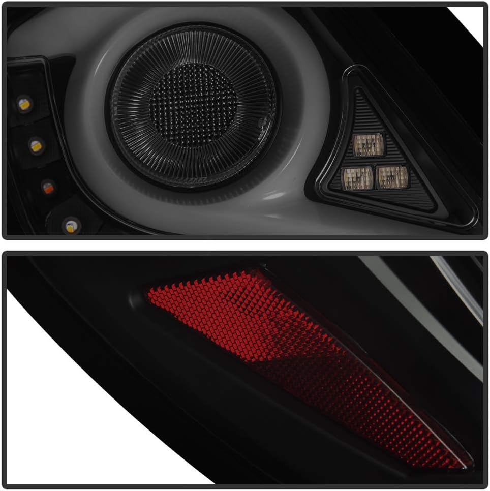 2016-2018 Honda Civic Sedan Black Housing Smoked Lens LED Tail Lights X636