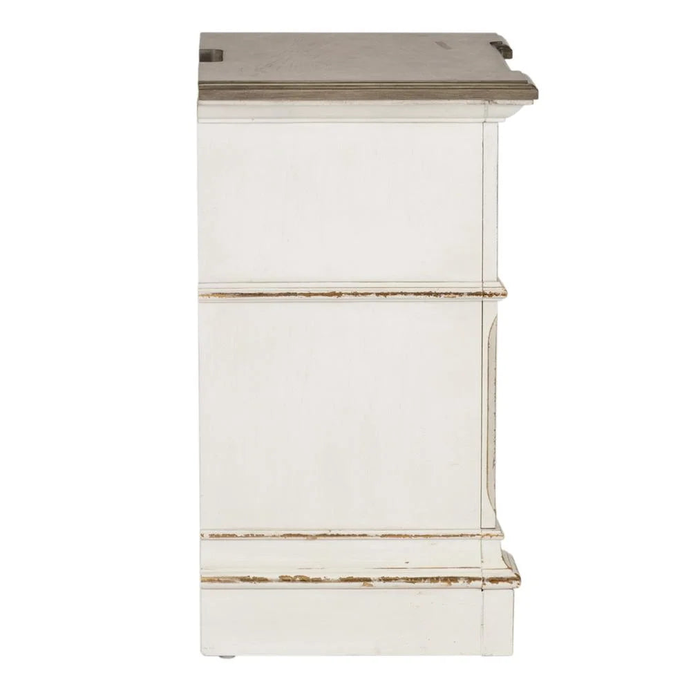 White 2 Drawer Night Stand with Charging Station P288