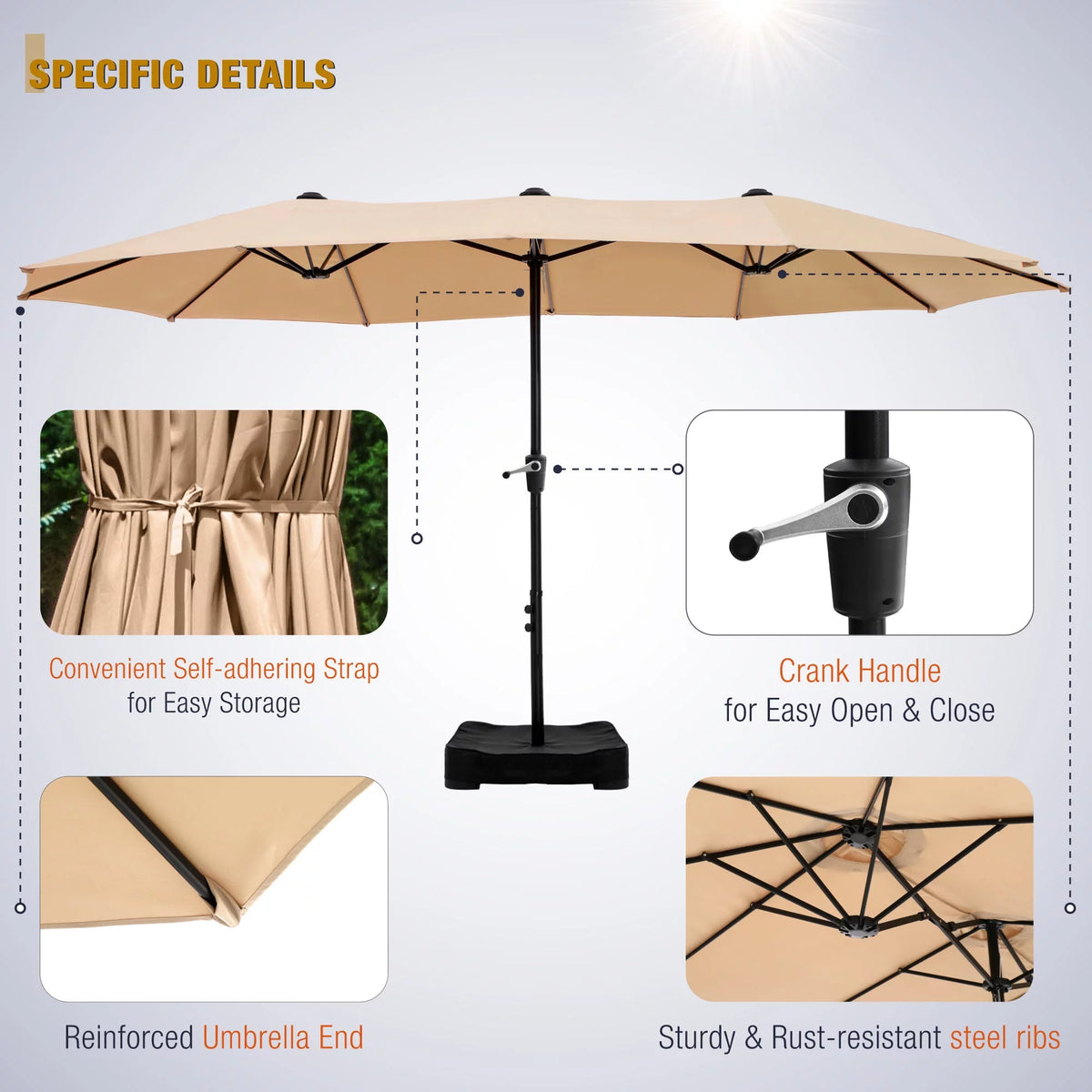 8-Piece Outdoor Dining Set with Beige Umbrella H775362